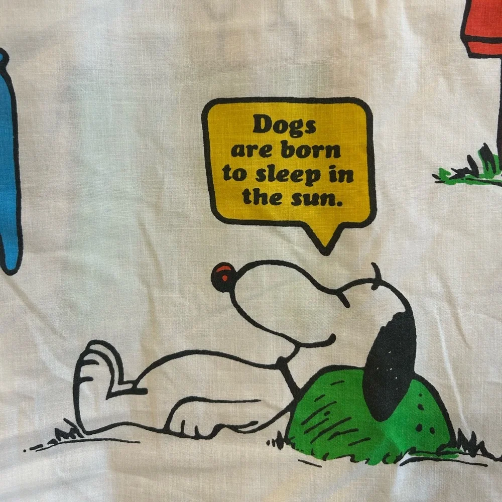 Vintage 1971 JC Penny Peanuts Snoopy “Happiness is” Double Full Fitted Sheet